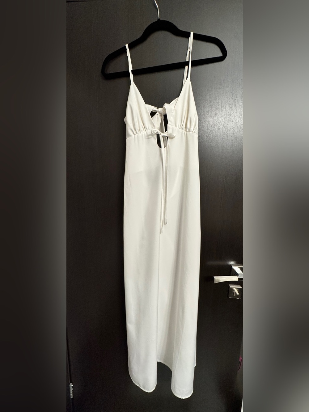 Women's White Tie-Front Maxi Dress